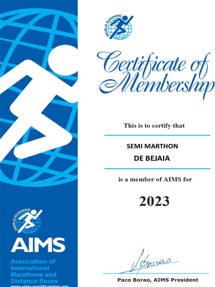 Certificat AIMS 2023